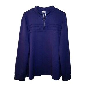 NEW Wiholl Sweater Dark Blue Women Size XL Long Sleeve Mock Neck Rayon Blend